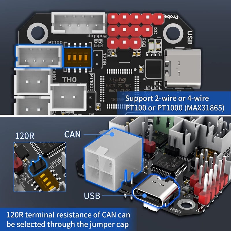 BIQU BIGTREETECH EBB42 CAN Bus with MAX31865 Adapter Board Hot End PCB Board Filament Break Blockage Detection for 42 Stepper Motor Extruder Nozzle Head Tool for Blv Ender 3 for Klipper Support PT1000 - Image 3